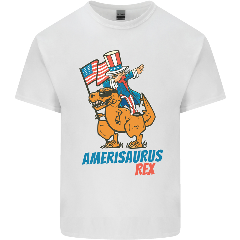 Amerisaurus T-Rex Dabbing Uncle Sam USA Kids T-Shirt Childrens White