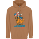Amerisaurus T-Rex Dabbing Uncle Sam USA Mens 80% Cotton Hoodie Caramel Latte