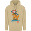 Amerisaurus T-Rex Dabbing Uncle Sam USA Mens 80% Cotton Hoodie Sand