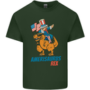 Amerisaurus T-Rex Dabbing Uncle Sam USA Mens Cotton T-Shirt Tee Top Forest Green