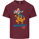 Amerisaurus T-Rex Dabbing Uncle Sam USA Mens Cotton T-Shirt Tee Top Maroon