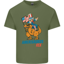 Amerisaurus T-Rex Dabbing Uncle Sam USA Mens Cotton T-Shirt Tee Top Military Green
