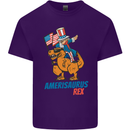 Amerisaurus T-Rex Dabbing Uncle Sam USA Mens Cotton T-Shirt Tee Top Purple