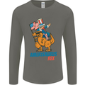 Amerisaurus T-Rex Dabbing Uncle Sam USA Mens Long Sleeve T-Shirt Charcoal