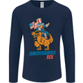 Amerisaurus T-Rex Dabbing Uncle Sam USA Mens Long Sleeve T-Shirt Navy Blue