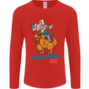 Amerisaurus T-Rex Dabbing Uncle Sam USA Mens Long Sleeve T-Shirt Red
