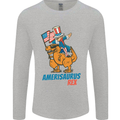 Amerisaurus T-Rex Dabbing Uncle Sam USA Mens Long Sleeve T-Shirt Sports Grey