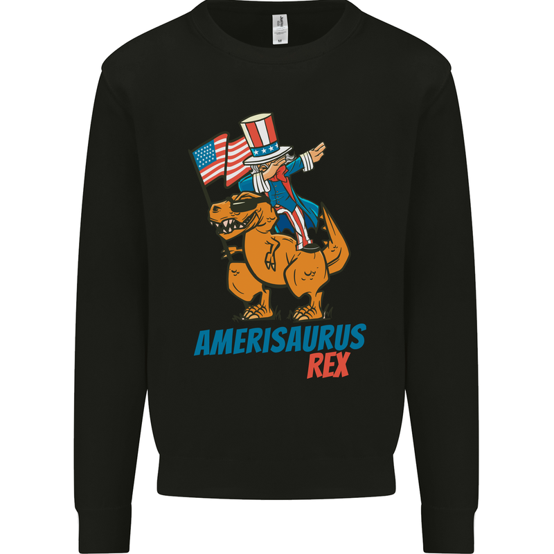 Amerisaurus T-Rex Dabbing Uncle Sam USA Mens Sweatshirt Jumper Black