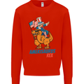 Amerisaurus T-Rex Dabbing Uncle Sam USA Mens Sweatshirt Jumper Bright Red