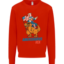 Amerisaurus T-Rex Dabbing Uncle Sam USA Mens Sweatshirt Jumper Bright Red