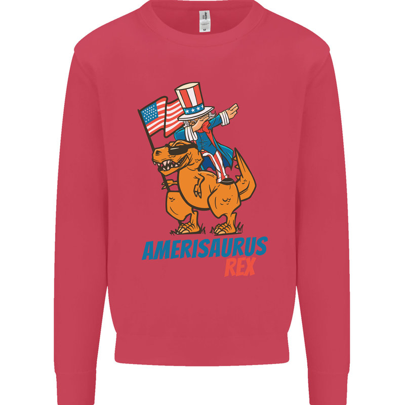 Amerisaurus T-Rex Dabbing Uncle Sam USA Mens Sweatshirt Jumper Heliconia