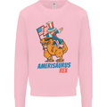 Amerisaurus T-Rex Dabbing Uncle Sam USA Mens Sweatshirt Jumper Light Pink