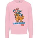 Amerisaurus T-Rex Dabbing Uncle Sam USA Mens Sweatshirt Jumper Light Pink