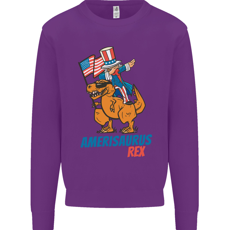 Amerisaurus T-Rex Dabbing Uncle Sam USA Mens Sweatshirt Jumper Purple