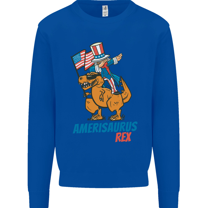 Amerisaurus T-Rex Dabbing Uncle Sam USA Mens Sweatshirt Jumper Royal Blue