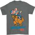 Amerisaurus T-Rex Dabbing Uncle Sam USA Mens T-Shirt Cotton Gildan Charcoal
