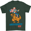 Amerisaurus T-Rex Dabbing Uncle Sam USA Mens T-Shirt Cotton Gildan Forest Green