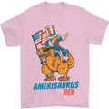 Amerisaurus T-Rex Dabbing Uncle Sam USA Mens T-Shirt Cotton Gildan Light Pink