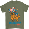 Amerisaurus T-Rex Dabbing Uncle Sam USA Mens T-Shirt Cotton Gildan Military Green