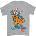 Amerisaurus T-Rex Dabbing Uncle Sam USA Mens T-Shirt Cotton Gildan Sports Grey