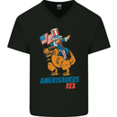 Amerisaurus T-Rex Dabbing Uncle Sam USA Mens V-Neck Cotton T-Shirt Black