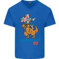 Amerisaurus T-Rex Dabbing Uncle Sam USA Mens V-Neck Cotton T-Shirt Royal Blue