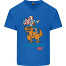 Amerisaurus T-Rex Dabbing Uncle Sam USA Mens V-Neck Cotton T-Shirt Royal Blue