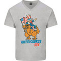Amerisaurus T-Rex Dabbing Uncle Sam USA Mens V-Neck Cotton T-Shirt Sports Grey