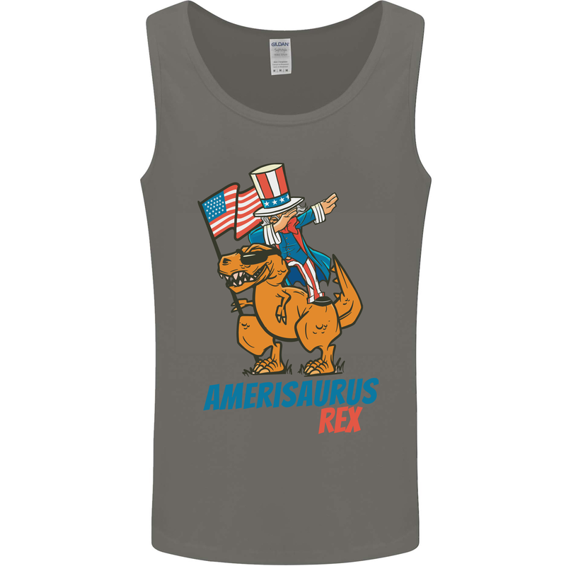 Amerisaurus T-Rex Dabbing Uncle Sam USA Mens Vest Tank Top Charcoal