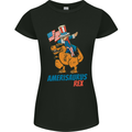 Amerisaurus T-Rex Dabbing Uncle Sam USA Womens Petite Cut T-Shirt Black