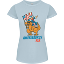 Amerisaurus T-Rex Dabbing Uncle Sam USA Womens Petite Cut T-Shirt Light Blue