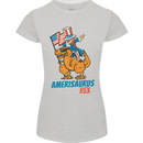 Amerisaurus T-Rex Dabbing Uncle Sam USA Womens Petite Cut T-Shirt Sports Grey
