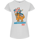 Amerisaurus T-Rex Dabbing Uncle Sam USA Womens Petite Cut T-Shirt White