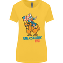 Amerisaurus T-Rex Dabbing Uncle Sam USA Womens Wider Cut T-Shirt Yellow