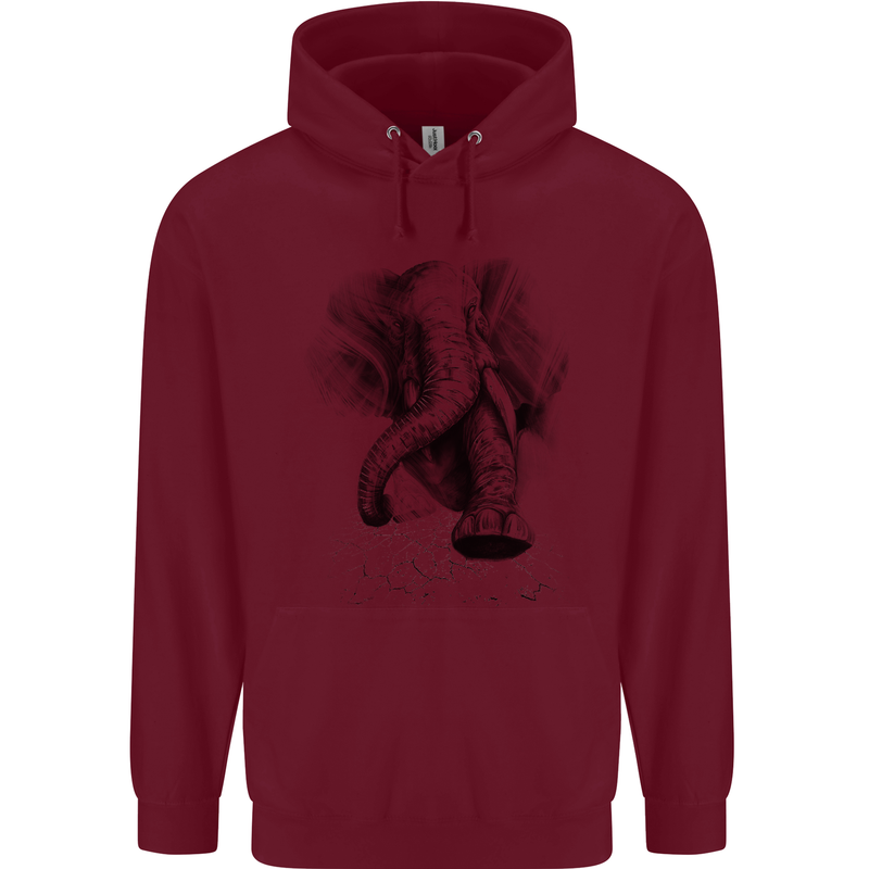An Abstract Elephant Environment Childrens Kids Hoodie Maroon