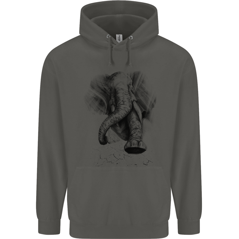 An Abstract Elephant Environment Childrens Kids Hoodie Storm Grey