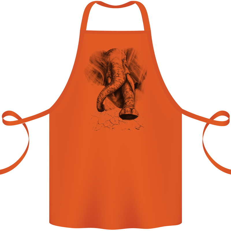 An Abstract Elephant Environment Cotton Apron 100% Organic Orange