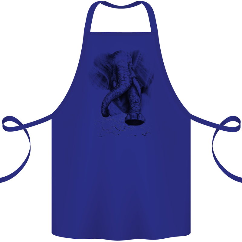 An Abstract Elephant Environment Cotton Apron 100% Organic Royal Blue
