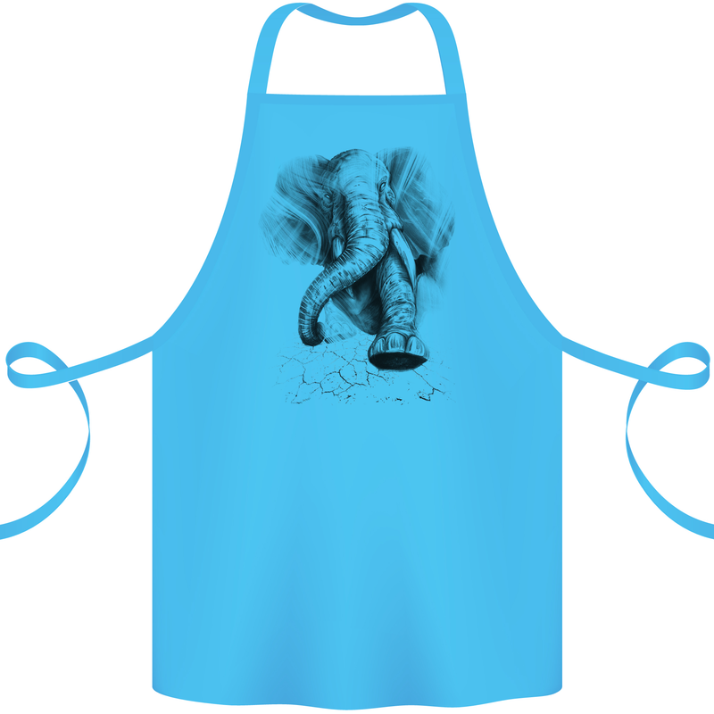 An Abstract Elephant Environment Cotton Apron 100% Organic Turquoise