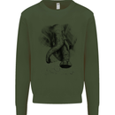 An Abstract Elephant Environment Kids Sweatshirt Jumper Forest Green