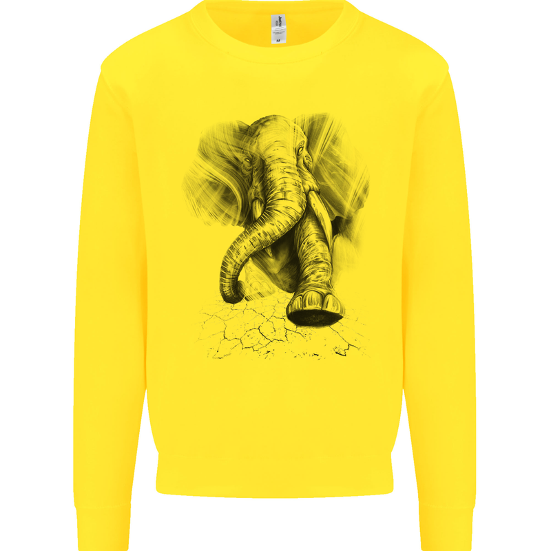 An Abstract Elephant Environment Kids Sweatshirt Jumper Yellow