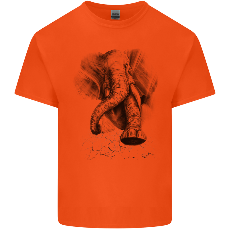 An Abstract Elephant Environment Kids T-Shirt Childrens Orange