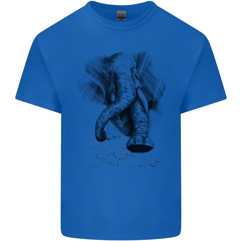 An Abstract Elephant Environment Kids T-Shirt Childrens Royal Blue