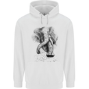 An Abstract Elephant Environment Mens 80% Cotton Hoodie White