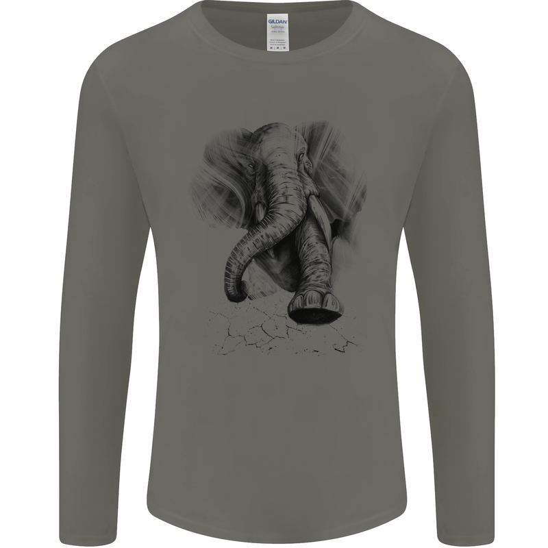 An Abstract Elephant Environment Mens Long Sleeve T-Shirt Charcoal
