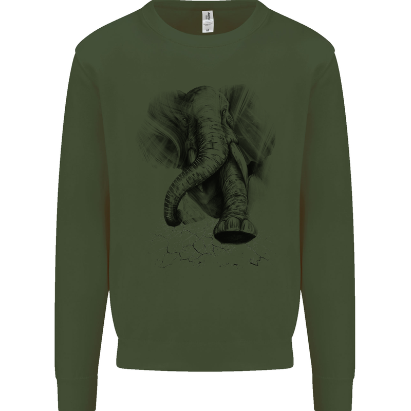 An Abstract Elephant Environment Mens Sweatshirt Jumper Forest Green