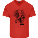 An Abstract Elephant Environment Mens V-Neck Cotton T-Shirt Red
