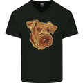 An Airedale Terrier Waterside Bingley Dog Mens V-Neck Cotton T-Shirt Black
