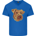 An Airedale Terrier Waterside Bingley Dog Mens V-Neck Cotton T-Shirt Royal Blue