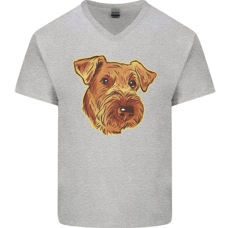 An Airedale Terrier Waterside Bingley Dog Mens V-Neck Cotton T-Shirt Sports Grey
